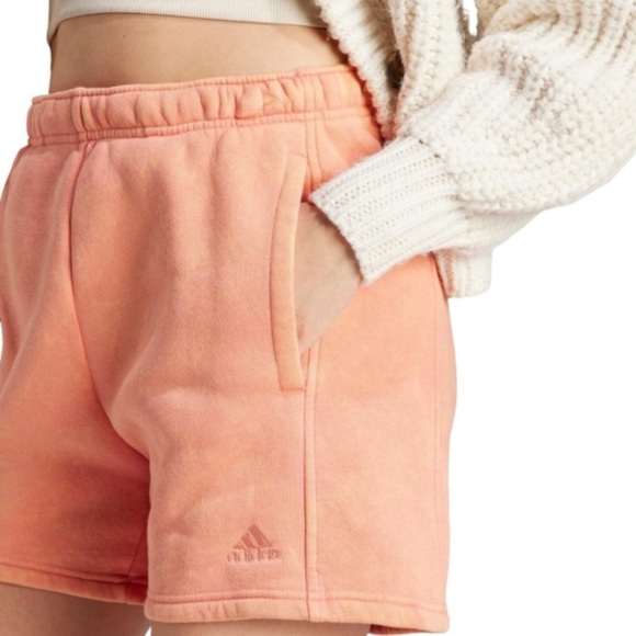 Adidas All Season Orange Speckled Bleached Fleece Cozy Shorts Size Medium - Picture 1 of 8